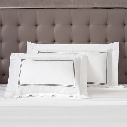 JUEGO DE FUNDAS SHAM PARA ALMOHADA BORDADO 2 RAYAS (2 FUNDAS)